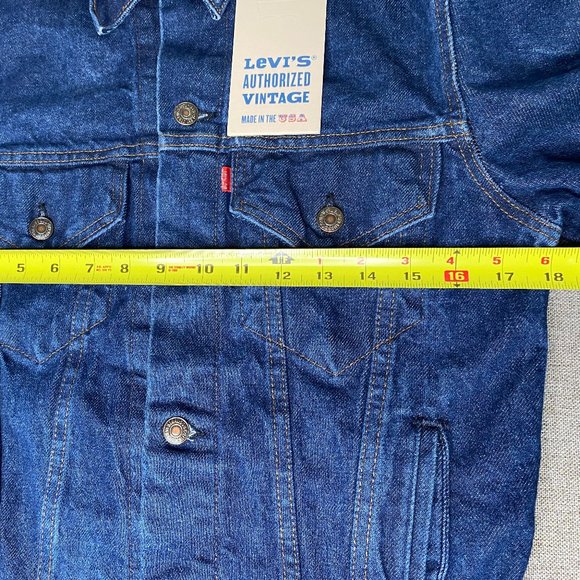 Levis Authorized Vintage Trucker Jacket Men's XS Blue Denim 100% Cotton USA NWT - Picture 13 of 16